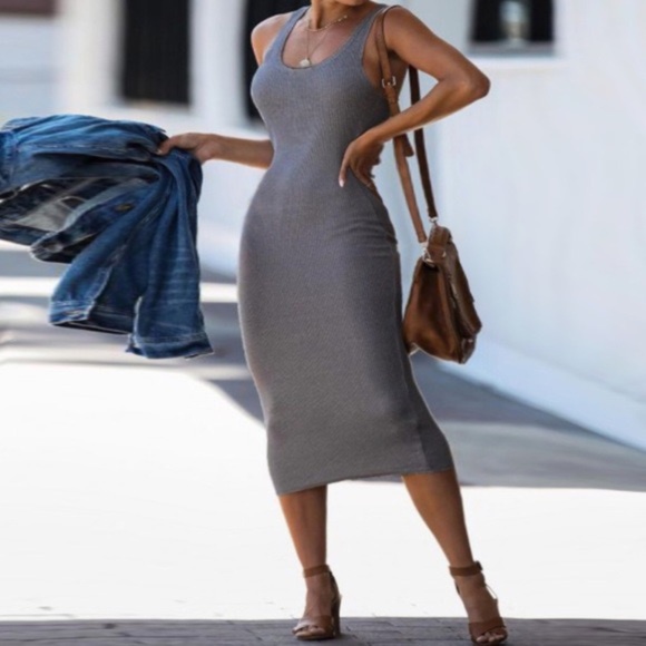 Zara Hot Gray Ribbed Knit Dress NWT - Picture 2 of 16